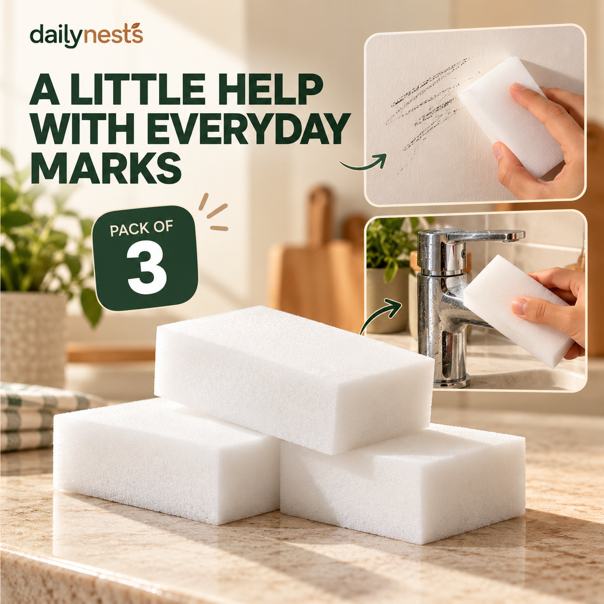 Magic Eraser Cleaning Sponge - pack of 3
